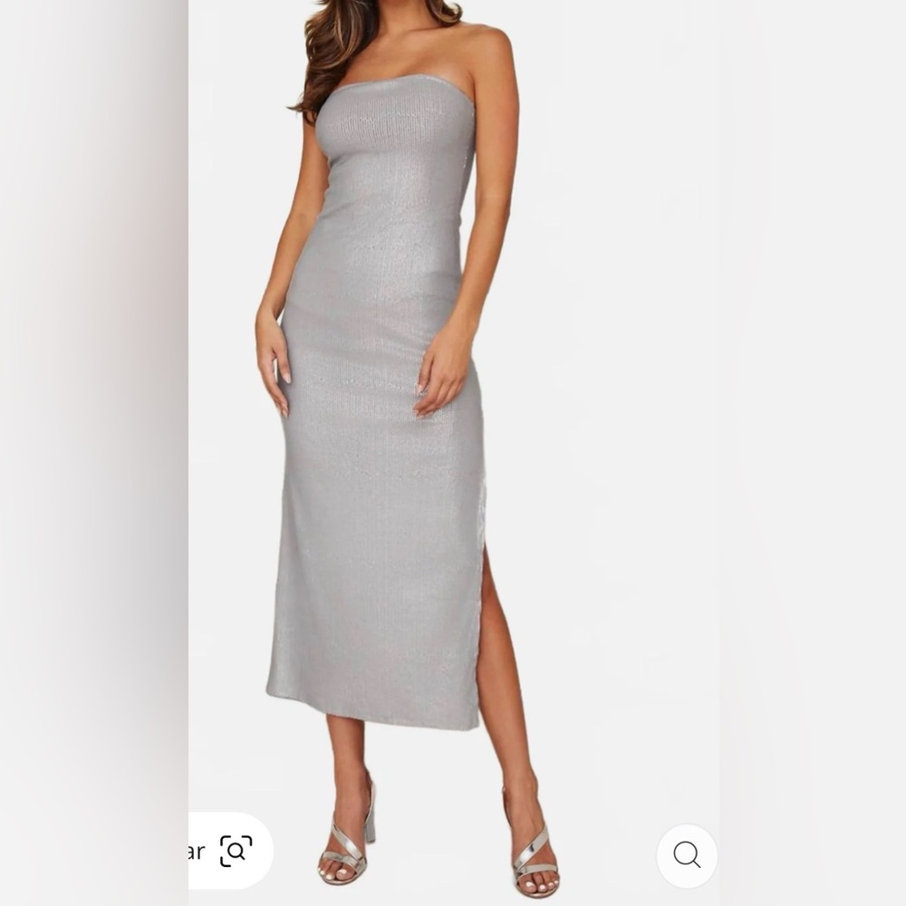 Milio Milano Matte Sequin Tube Dress In Grey